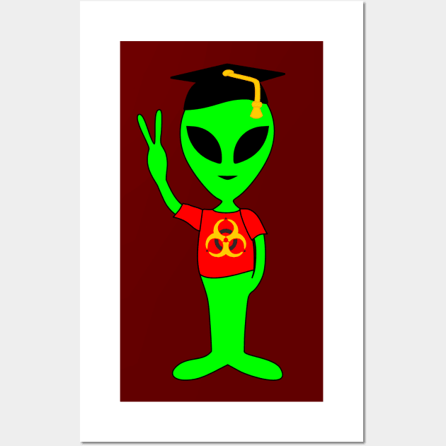 Peace Alien - College Student - Bioazard T-Shirt Wall Art by EDDArt